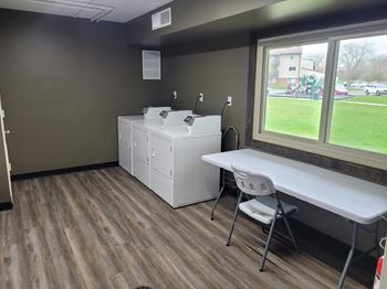 Laundry facilities in each building
